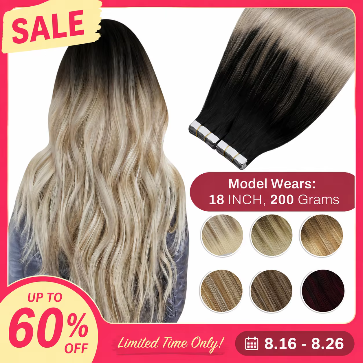 Moresoo Tape in Human Hair Extensions Balayage Blonde Hair Remy Hair Natural Soft Skin Weft Straight Seamless Hair Tape in Hair