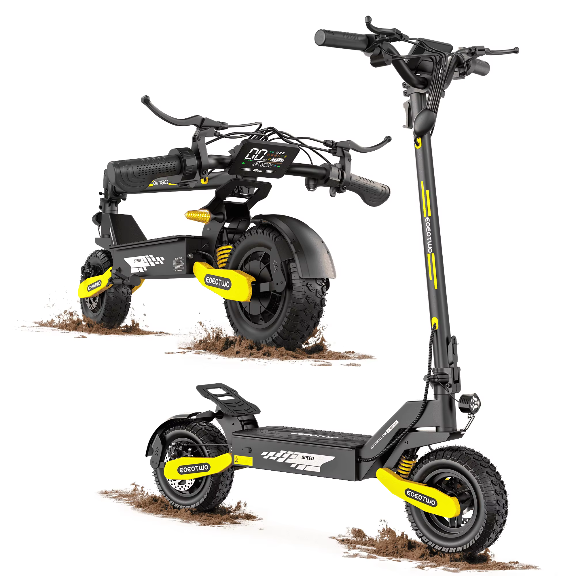 EOEOTWO 1200W Off Road Electric Scooter for Adults 48V Long Range E-Scooter 30MPH Fast Speed 11" Tubeless Tire Foldable Kick Scooter