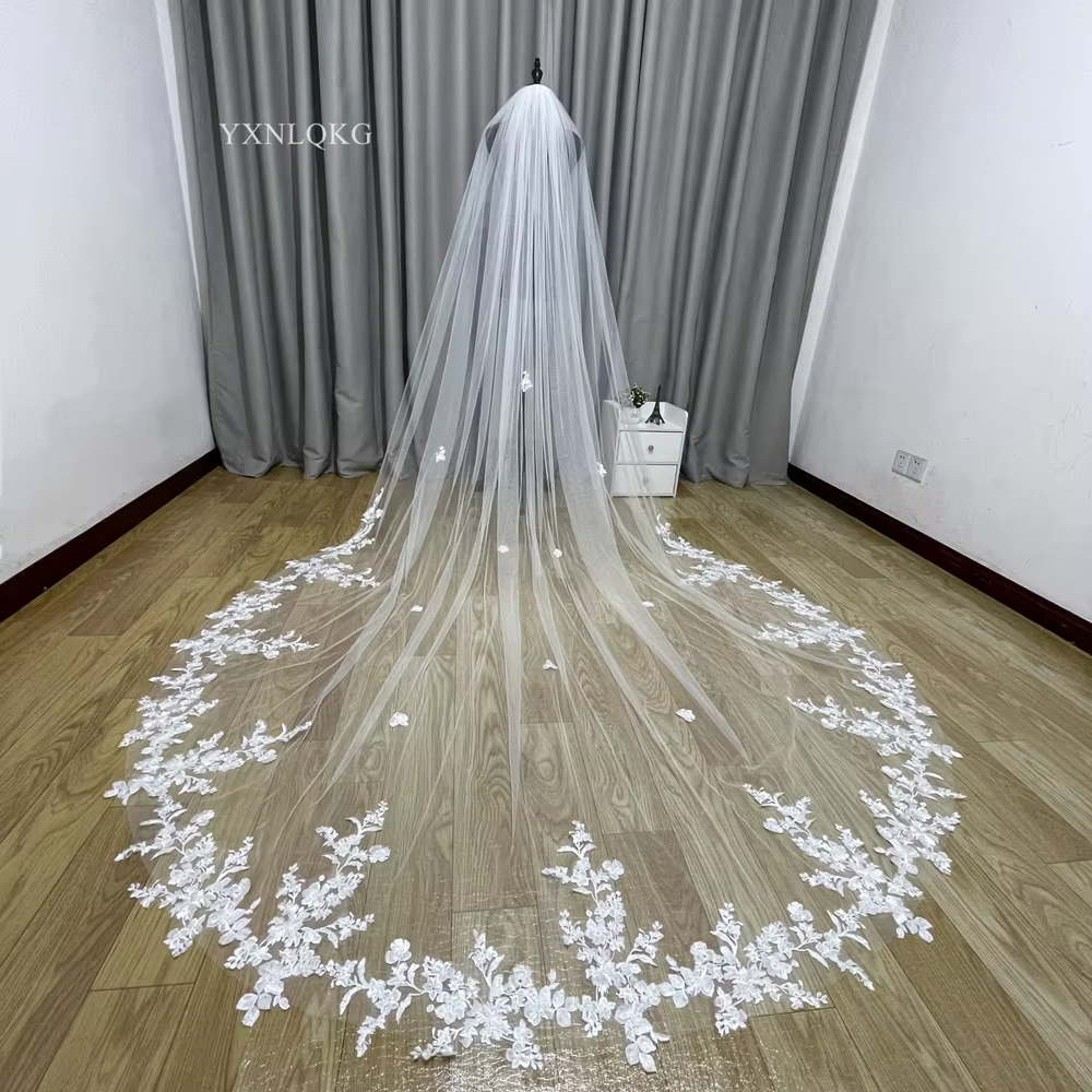 3m Cathedral Wedding Bridal Veil Soft Lace Ivory White Veil with Comb Veu Velo Noiva Wedding Accessories 3m 4m 5m Customizable V