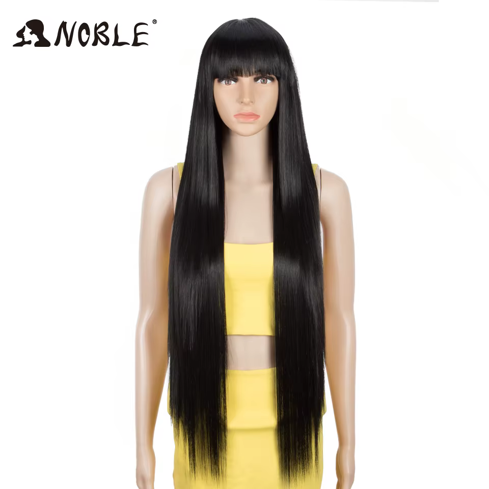 Noble Cosplay Synthetic Wig With Bangs Long Straight Ombre Blond Colored Wig for Women and Black Women Synthetic Wig
