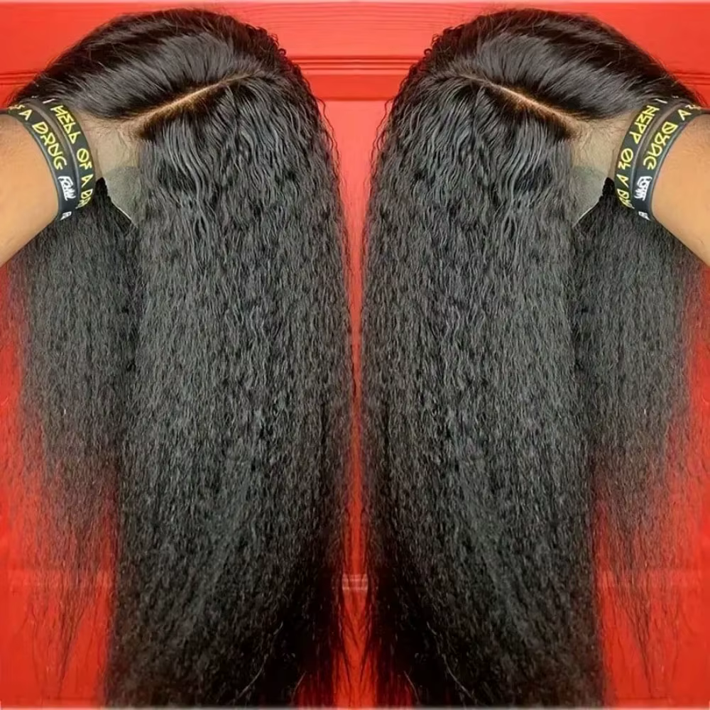 Kinky Straight 13x4 Lace Front Human Hair Wigs For Women Brazilian Bone Colored Straight 5x5 Transparent Lace Frontal CurlyWig