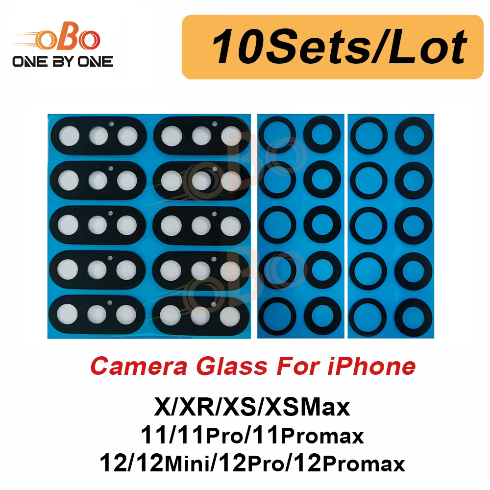 10Sets Back Rear Camera Lens Glass For iPhone X XR XS 11 12 PRO MAX 12 Mini Camera Lens Glass with Adhesive Replacement