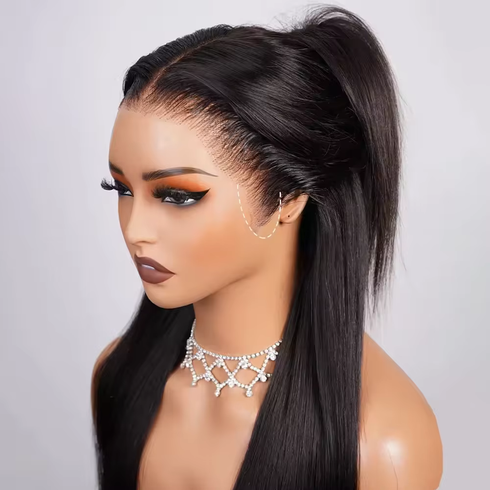 5x5 Glueless Wig 34 Inch 250 Density Bone Straight 13x6 13x4 HD Transparent Lace Frontal Wig Brazilian For Women
