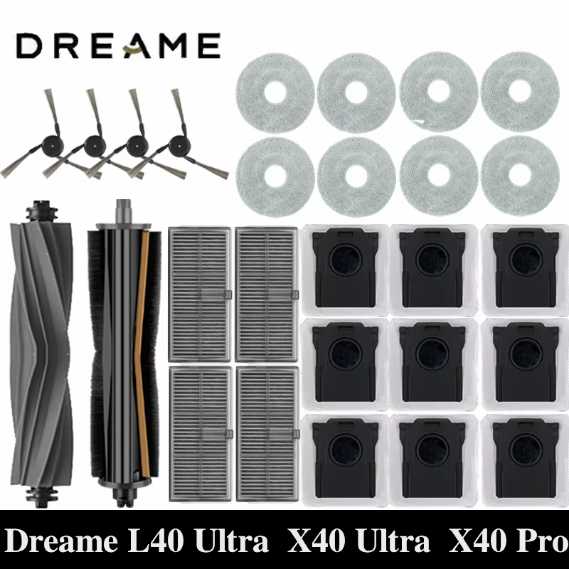 Dreame L40 Ultra / X40 Ultra Robot Vacuum Accessories Dust Bags Mop Main Side Brushes Cloths HEPA Filters Spare Parts