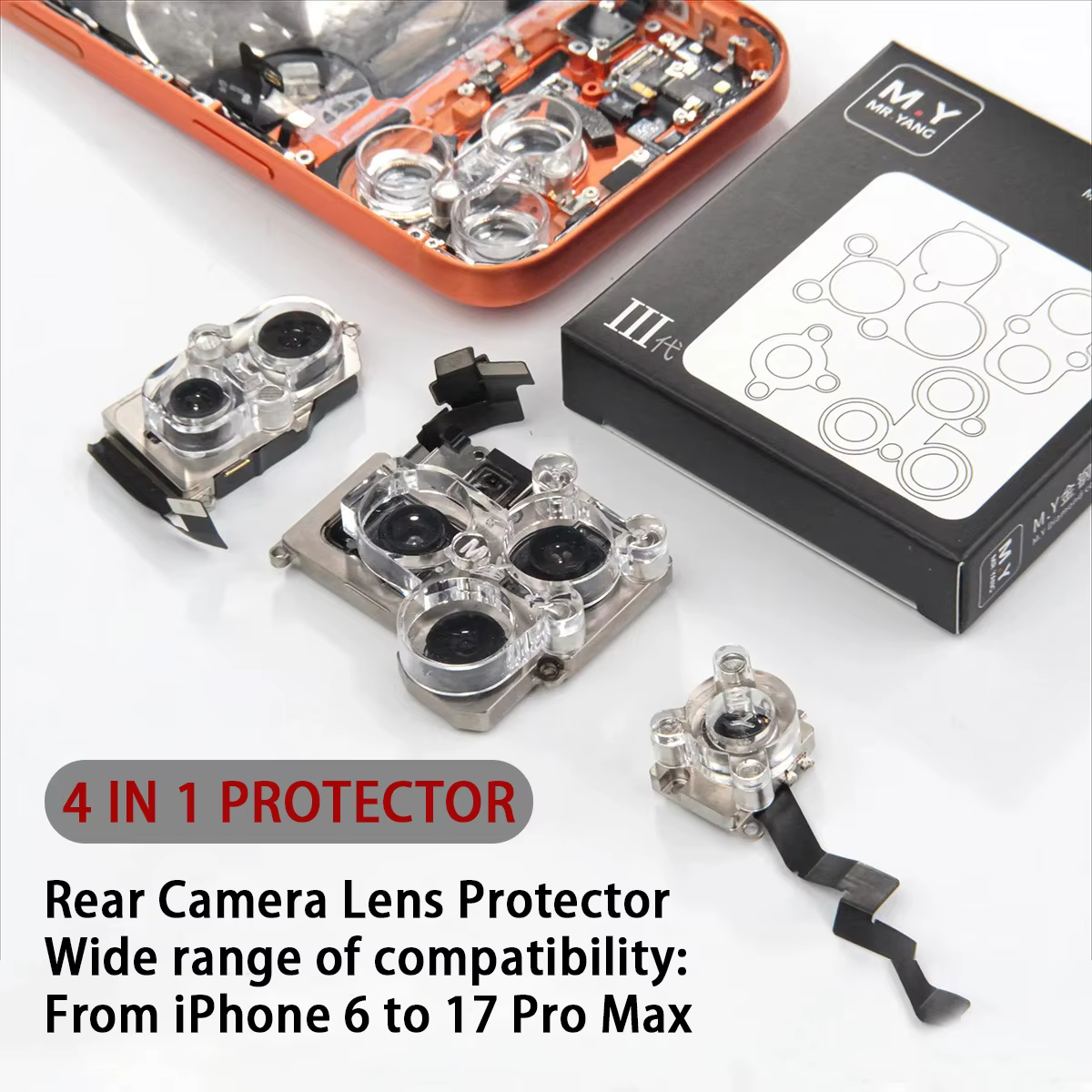 YCS 4 in 1 Magnetic Adsorption Back Rear Camera Repair Protection Cap Cover for iPhone 17 16 15 14 13 12 11 X XR XS Max 7 8 6 6S