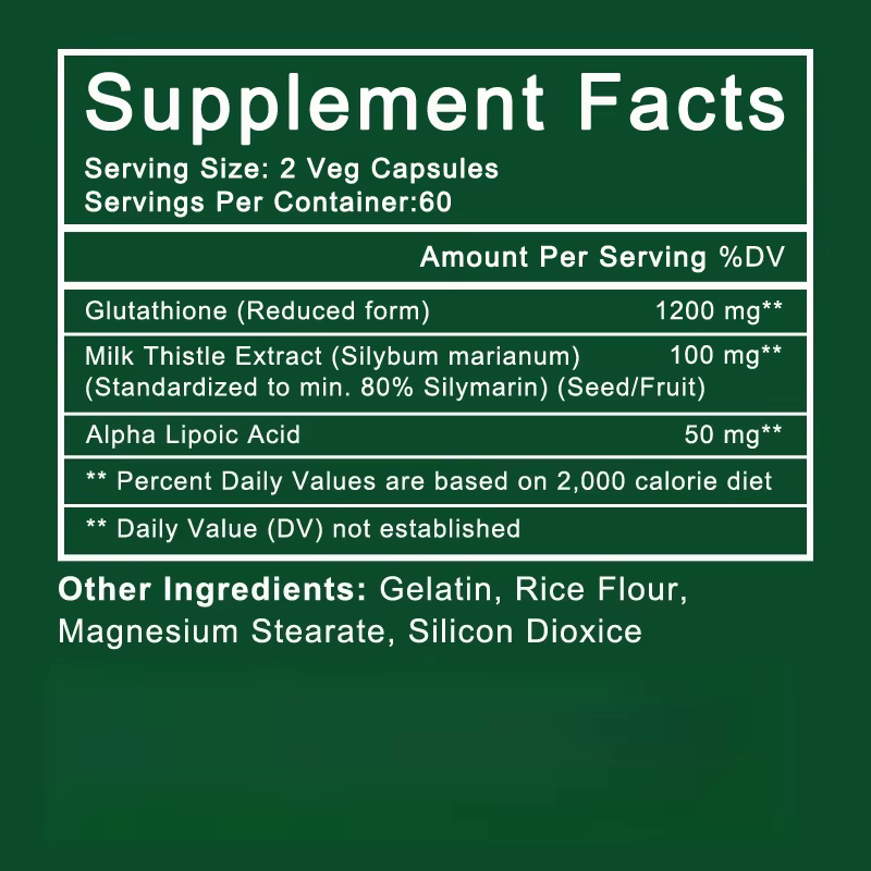 Glutathione Supplement - 1200mg, Supports Skin Health, Antioxidant Supplement, Immune Support, Non-GMO, 120 Capsules
