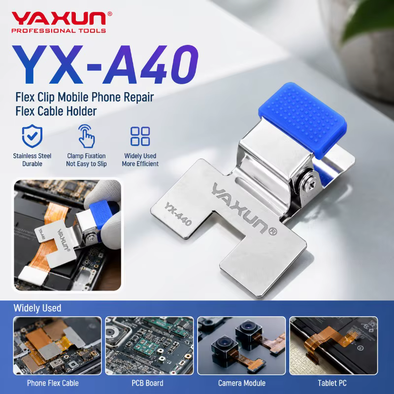 YX-A40 Phone PCB Soldering Clamp YAXUN Stainless Steel Holder with Silicone Pad for Maintenance Work