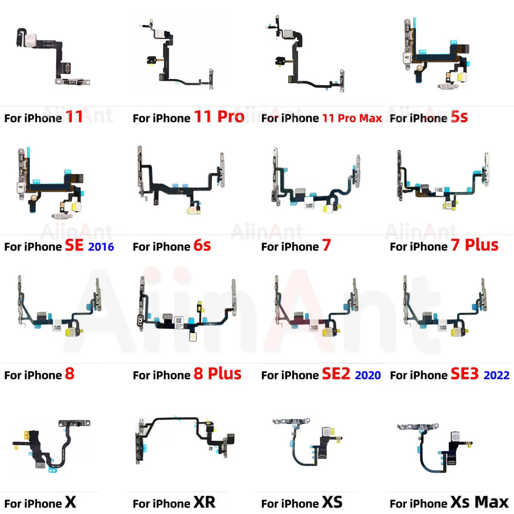 AiinAnt Power Volume Buttos Flash Light Power Flex Cable For iPhone 11 Pro X XR Xs Max SE 7 8 Plus SE 2 3 2020 2022 Phone Pars