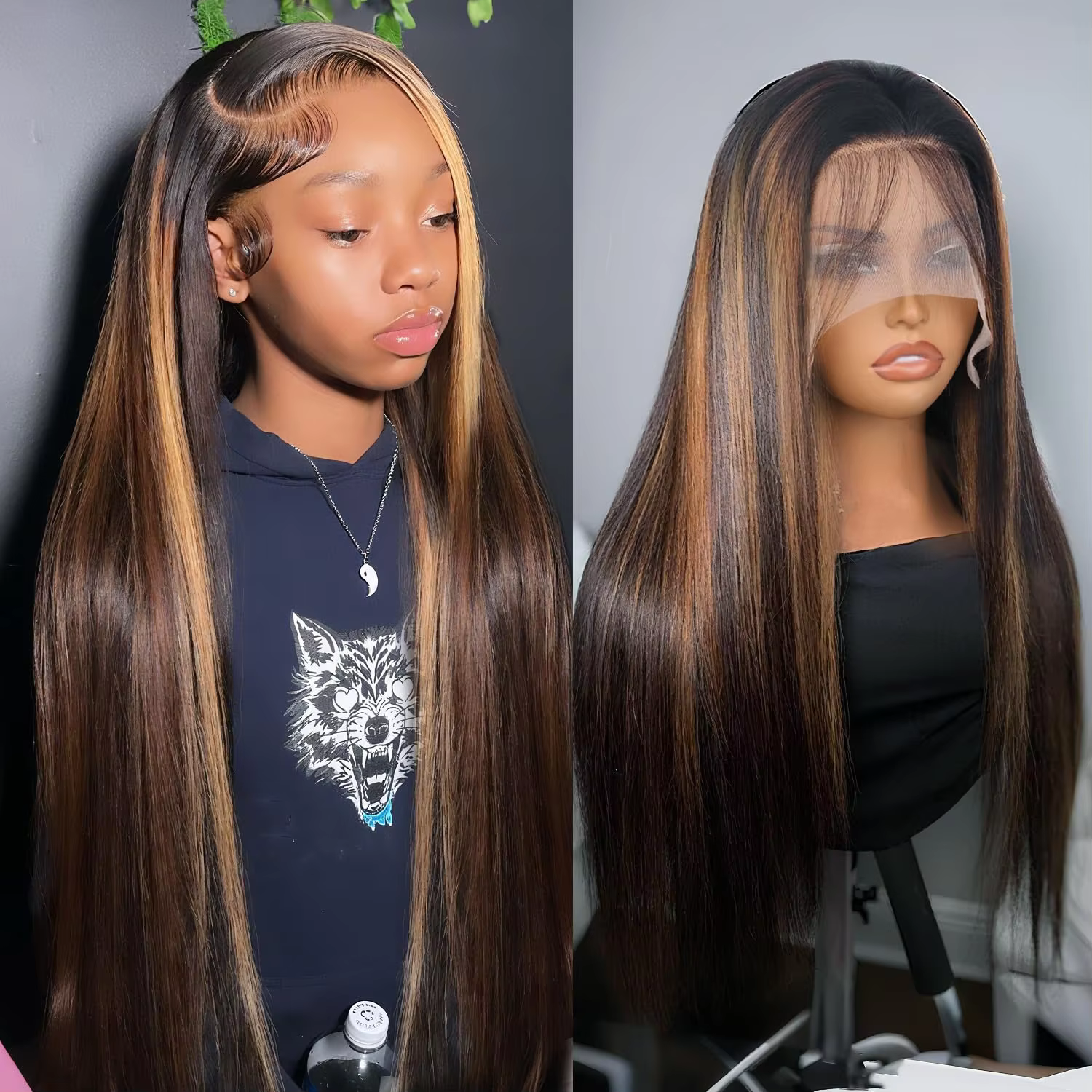 38 40 Inch P1B/30 Highlight Ombre Wig Human Hair 250% Density Straight 13x6 HD Transparent Lace Frontal Wigs Human Hair Wig