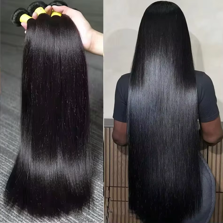 Soft Straight Bundles Human Hair Brazilian Remy Hair Extensions 1/3/4 PCS Natural Black Hair Weave Bundles 14-30 Inches