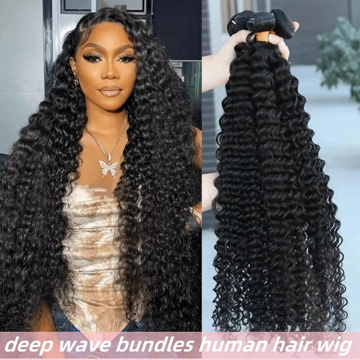 15A Human Hair Bundles 28 30 32 Inch Deep Wave Bundles Human Hair Unprocessed Brazilian Virgin Deep Curly Weave 4 Bundle