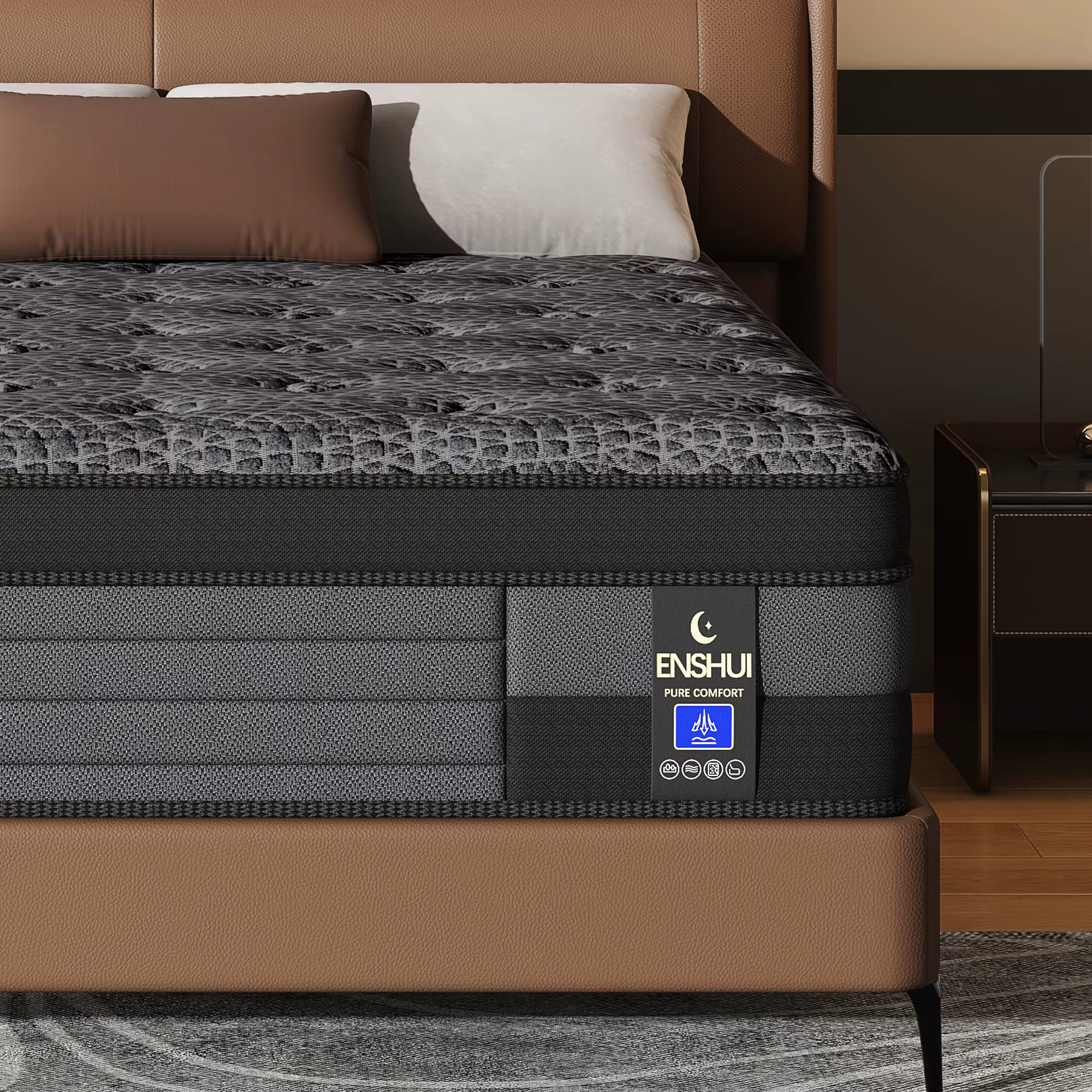 12"14" Memory Foam & Pocket Spring For Back Pain Relief Feel, Gel-Infused for Cooling,Breathable, CertiPUR-US Certified