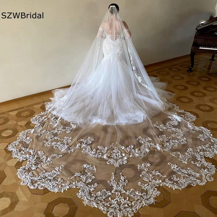 New Arrival White Ivory Cathedral Wedding veil Bride Wedding accessoires de mariage Boda Voile de mariée Bridal veils Customized