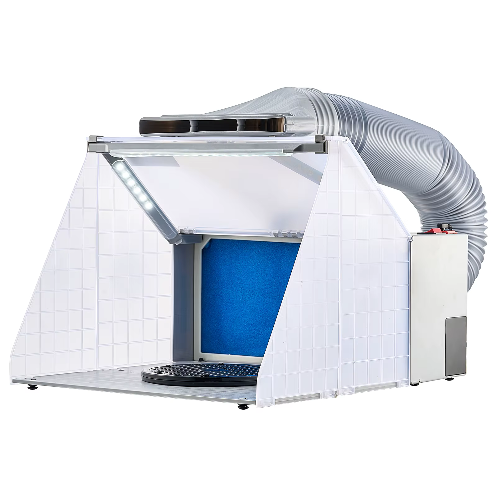 SucceBuy Airbrush Spray Booth Dual-Fans Portable Hobby Airbrush Paint Spray Booth Kit with LED Lights and Exhaust Extension Hose