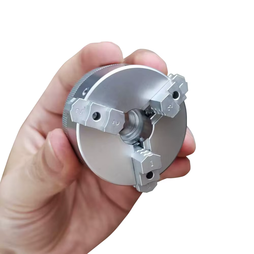 50mm Mini Three Jaw Chuck for Lathe Bench GrinderElectric Drill Aluminum Alloy Self Centering Woodworking Turning Chuck