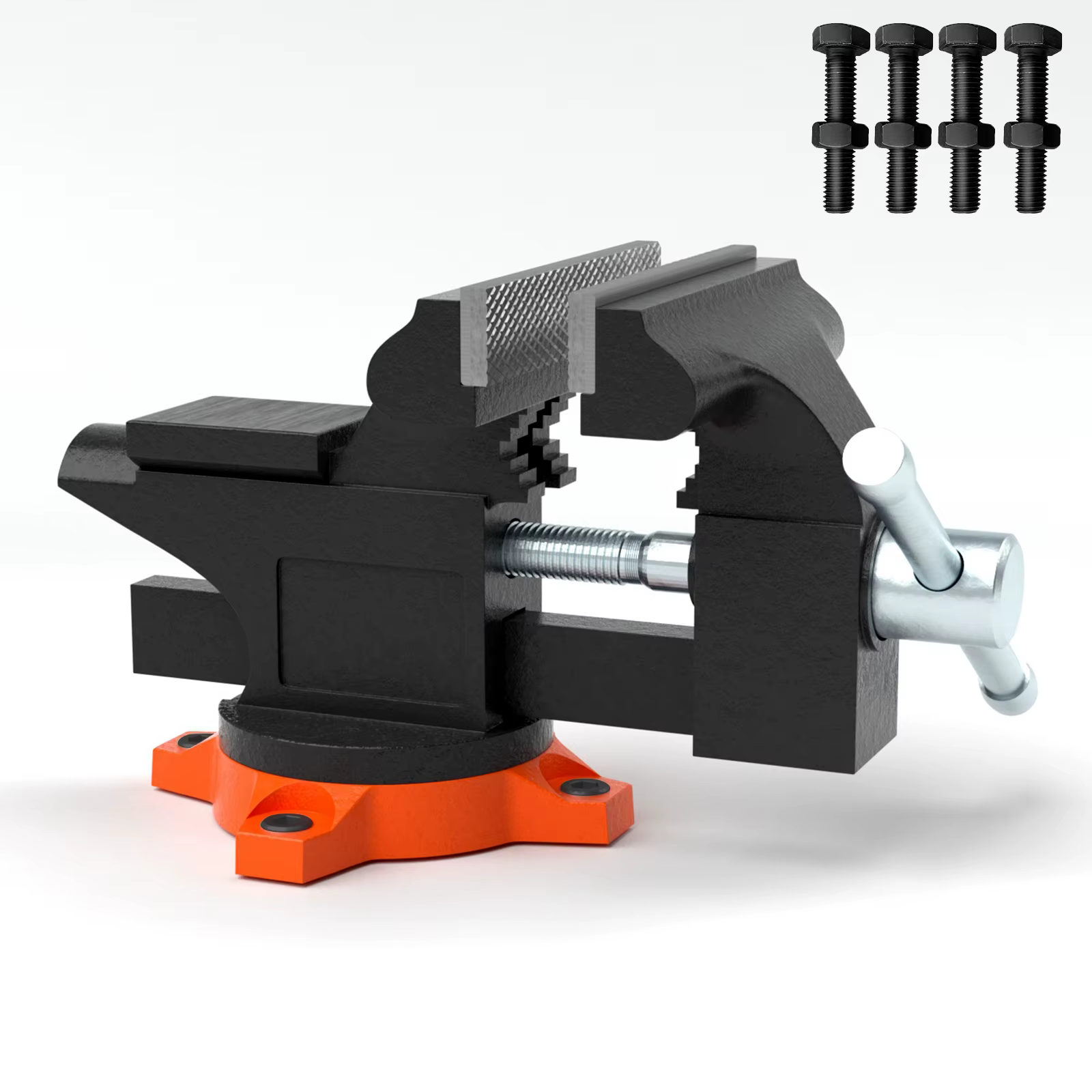 SucceBuy Bench Vise 4.5" 6" 6.5" Multipurpose, Swivel Base & Anvil Heavy Duty Cast Iron for Drilling, Conduit Cutting, Sanding