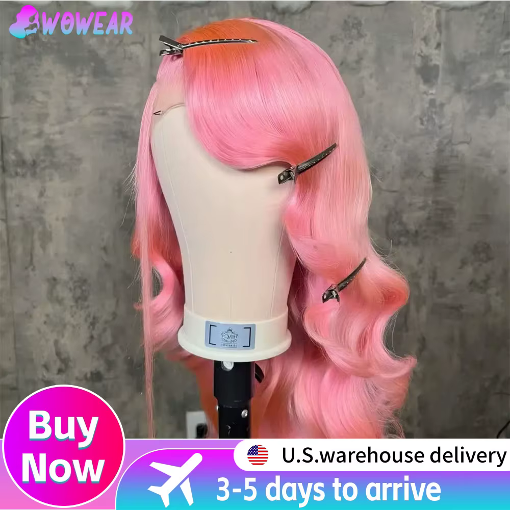 30 Inch Body Wave Pink 13x6 Hd Lace Frontal Human Hair Wig Light Pink Colored Human Hair Wigs 13x4 Hd Lace Front Wigs For Women