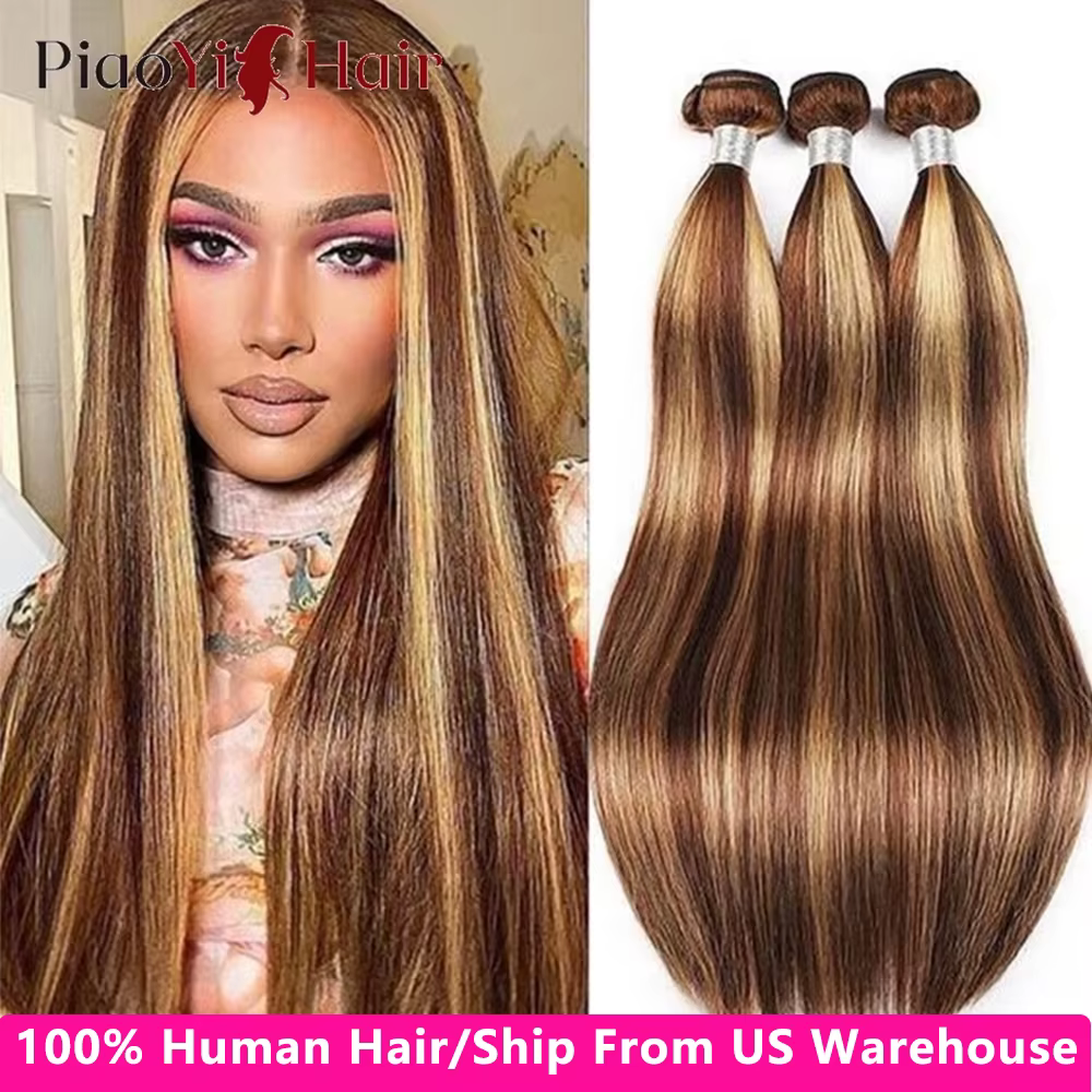 20 22 24Inch P4/27 Straight Bundle Human Hair 12A Highlight Straight Bundles 100% Human Hair Honey Blonde Bundles Top Quality