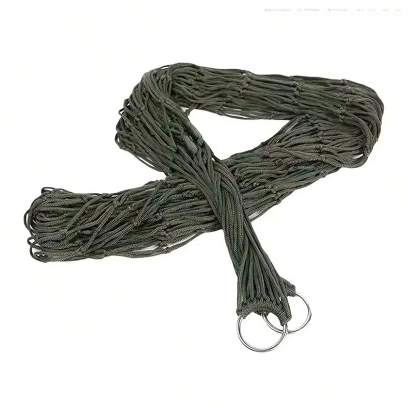 Outdoor Gear - Thickened Mesh Camping Hammock, Nylon Rope Single-Person Mesh Hammock