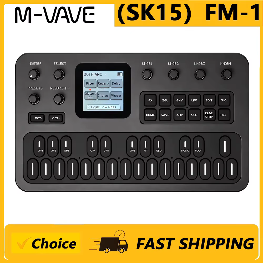 M-VAVE(SK15)FM-1 Synthesizer, Portable Handheld Sound Source, 128 Presets, Built-in Speaker, Battery Powered