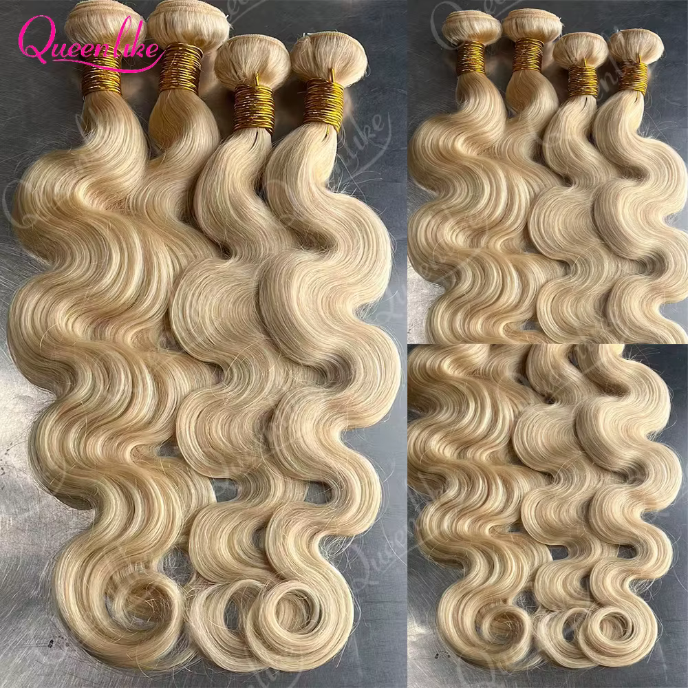 Queenlike 613 Blondes Hiar Extension Brazilian Hair Weave Bundles 12A Human Hair Body Wave Bundles 1/3/4 Bundles 24 24 24 INCH