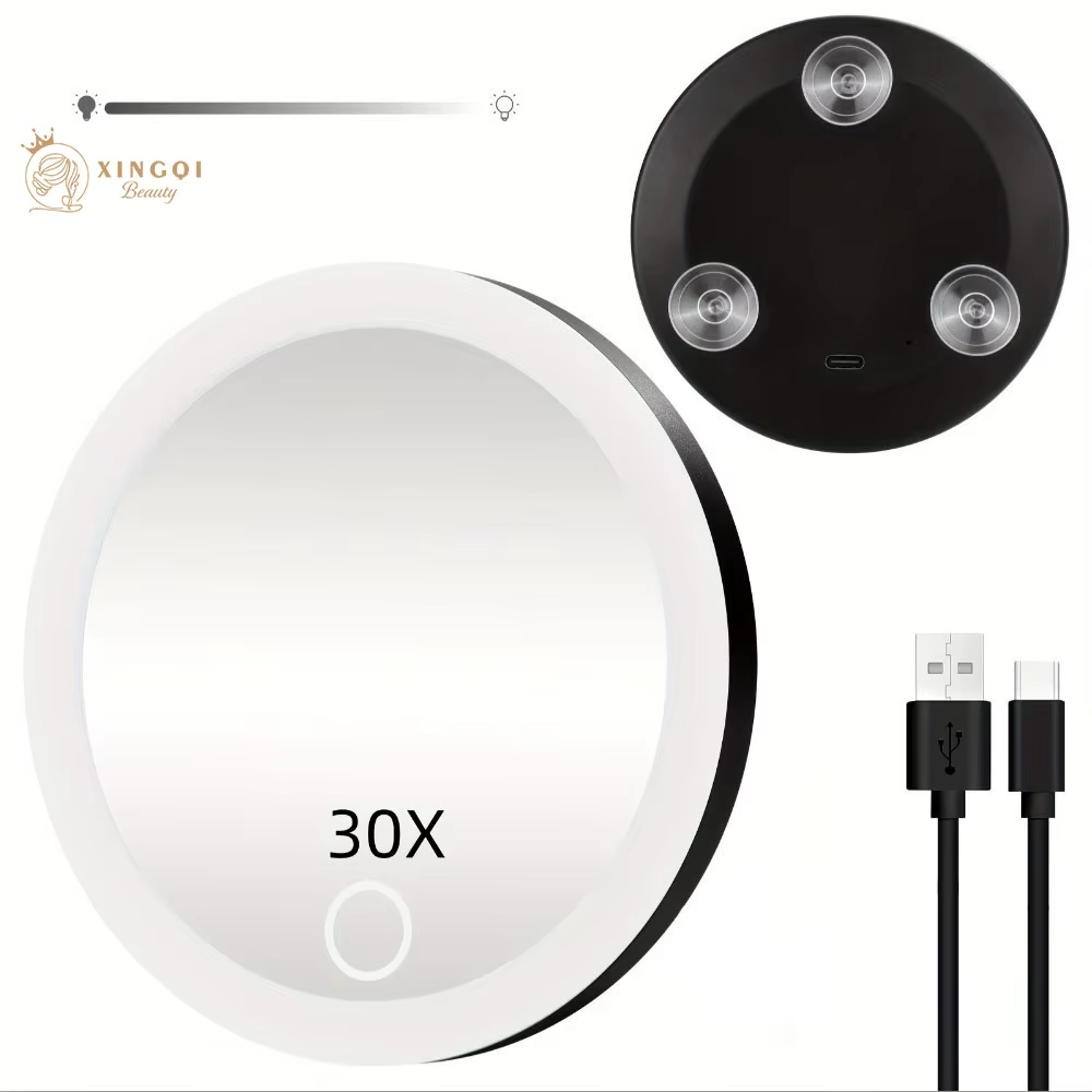 6"led mirror makeup vanity magnifying 5x 10x 20x 30x makeup led daylight mirror three lights home round lighted vanity mirror