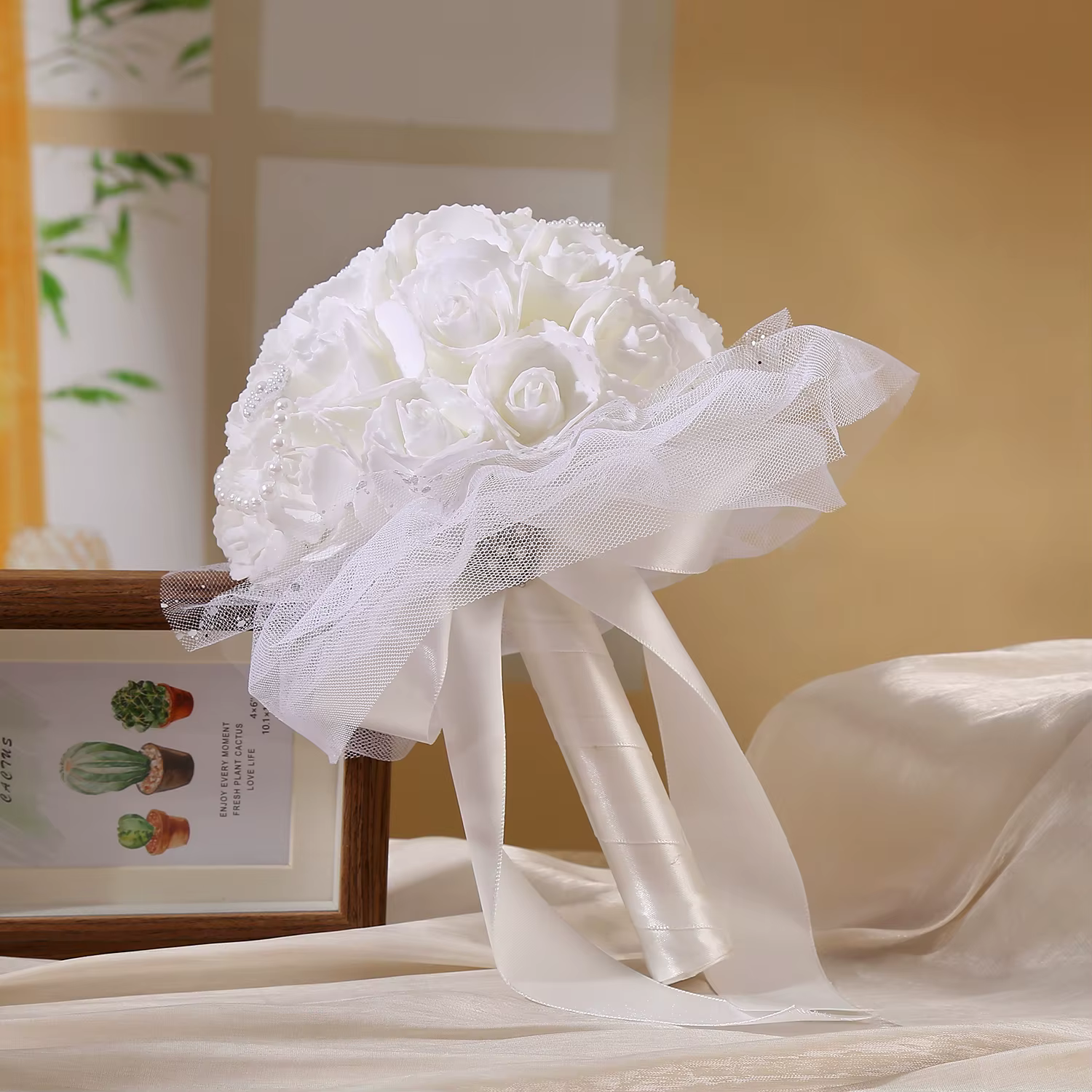 1pc Bouquet of Artificial Hand Bouquets, Love, Beautiful Creative Pearl Design, Suitable for the Wedding Bride and Groom, Weddin