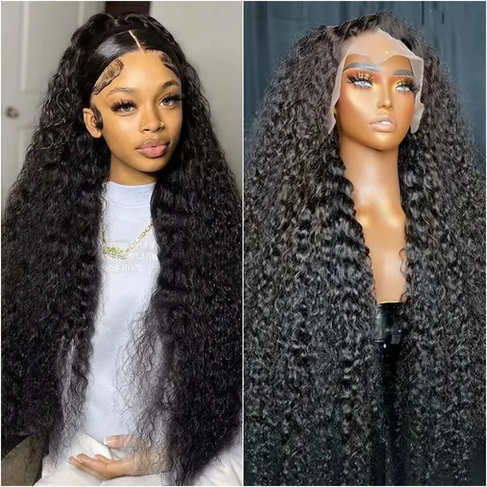 Deep Wave 13x6 HD Lace Frontal Human Hair Wig 200 Density Water Curly Transpare 360 Full Lace Front Wigs For Women 30 40 Inch