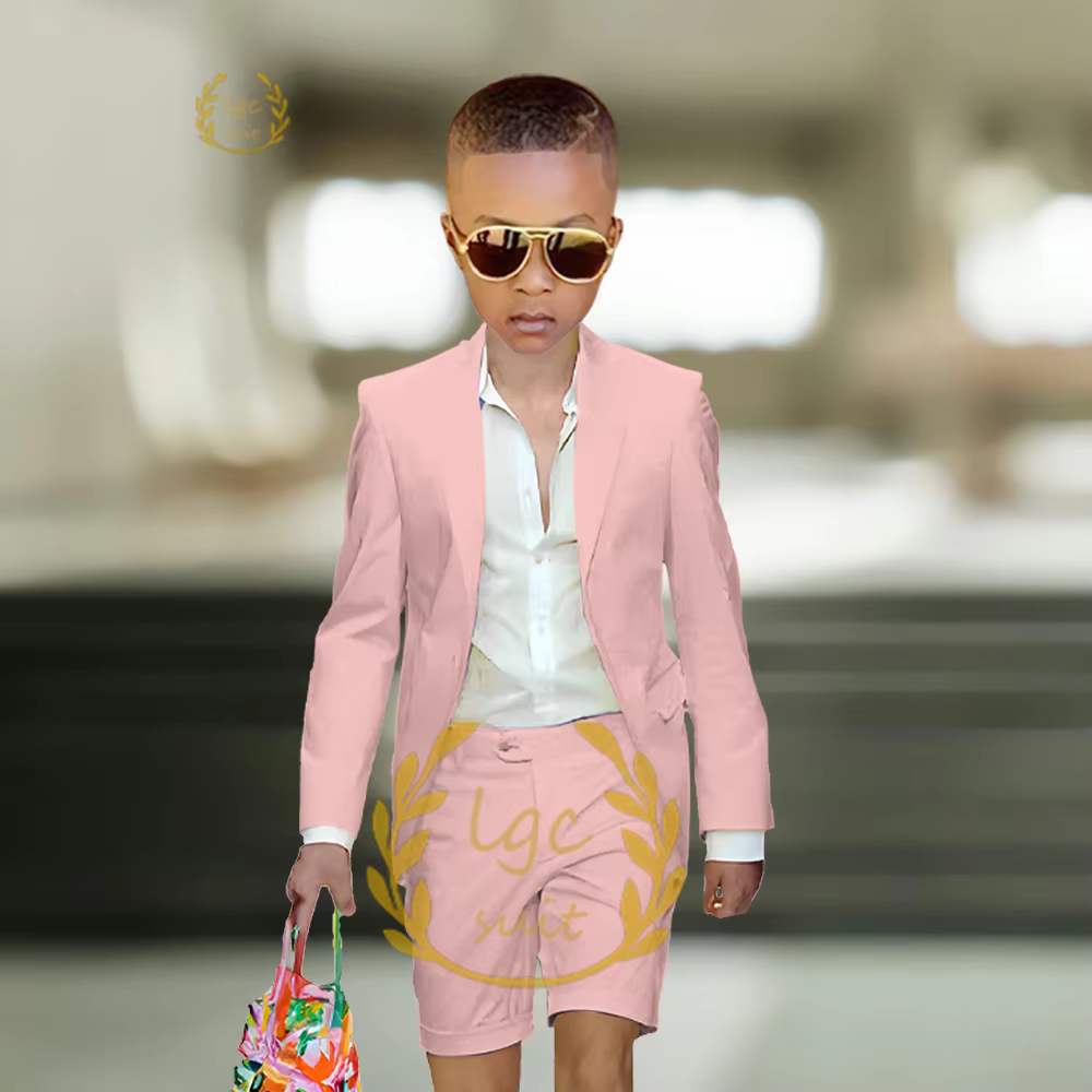 2-Piece Boys Suit Peak Lapel Blazer and Shorts Outfit for Wedding Party Cocktail Birthday Performance Hosting