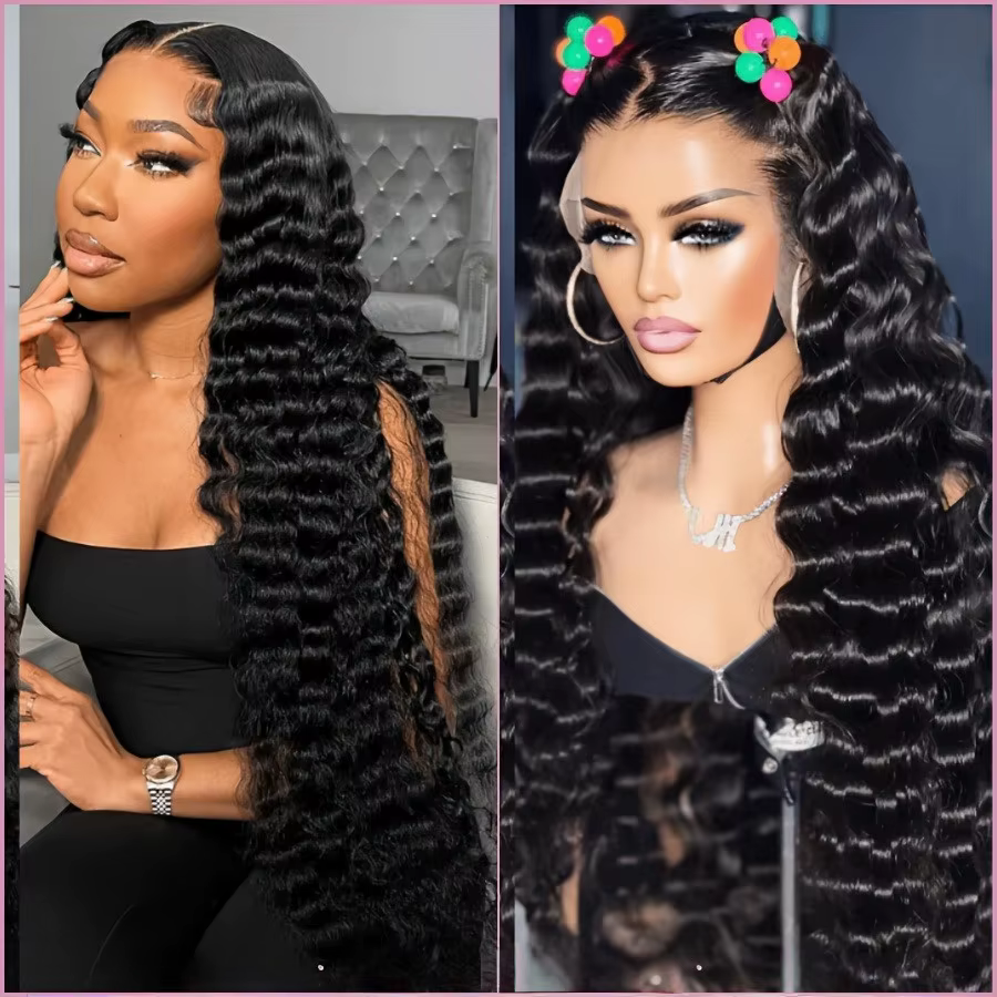 Deep Wave Lace Front Wigs Human Hair 13x6 HD Lace Front Wigs Burmese Curly 13X4 Human Hair Pre Plucked Brazilian Curly Human Hair Wig 200 Density Deep Wave Frontal Wigs Human Hair HD Lace 26 Inch Curly Wigs for Black Women Pre Plucked with Baby Hair