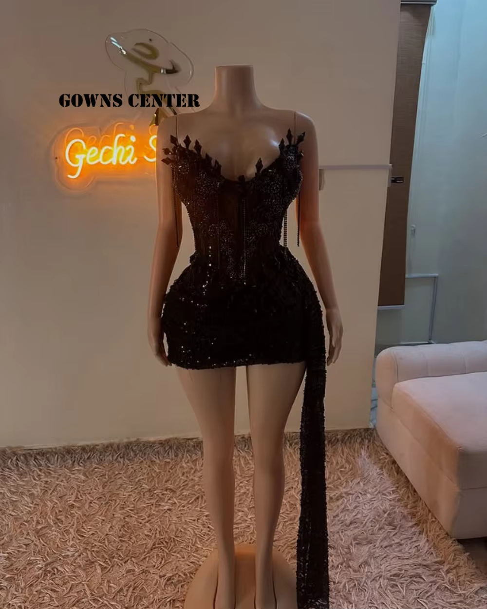 Strapless Black Birthday Prom Dresses Luxury Black Girls 2026 Beaded Rhinestones Homecoming Dress Mini Cocktail Gown Customized
