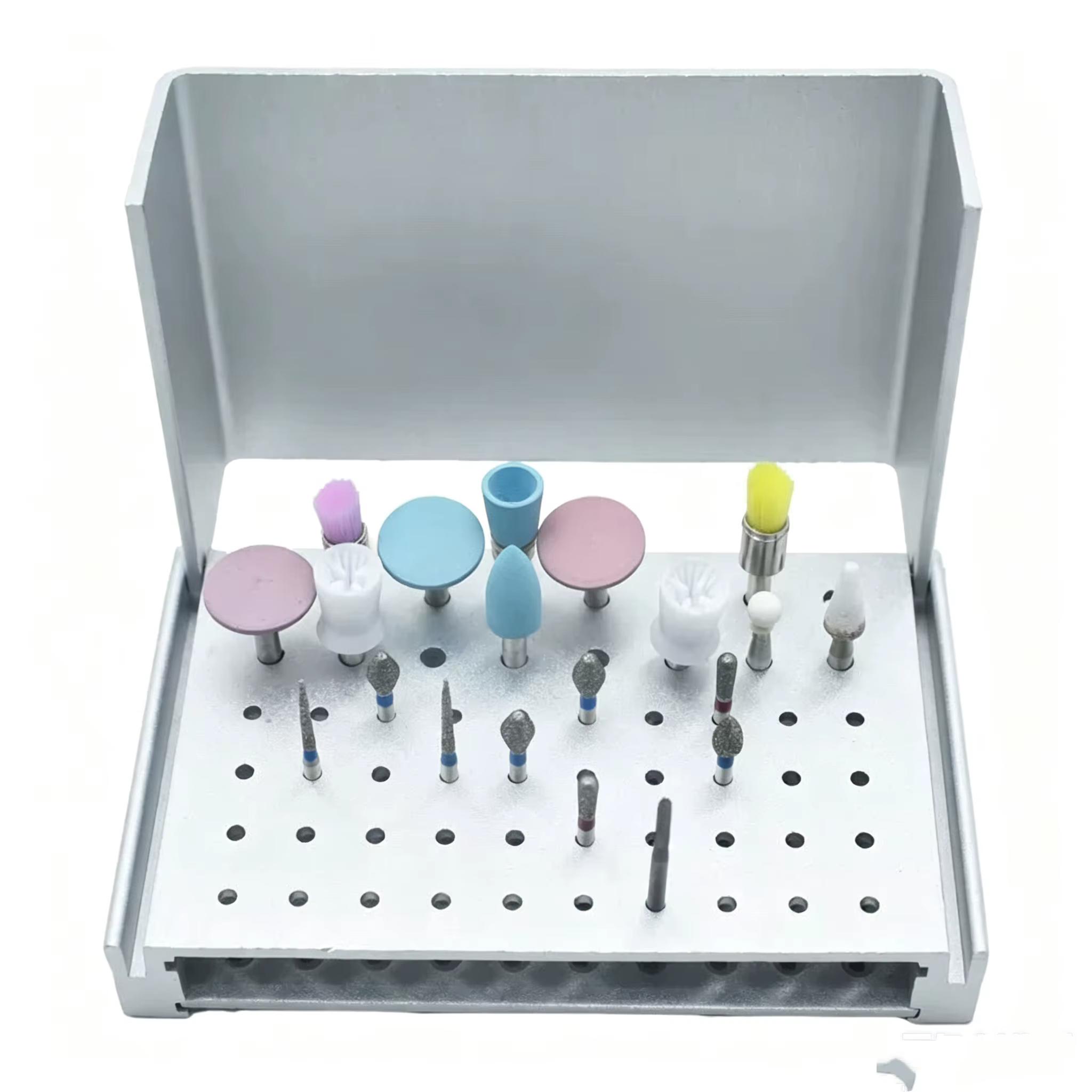 56 Holes Dental Bur Holder For High And Low Speed Dentistry Endo Box Cleaning Stand 135℃ Autoclavable