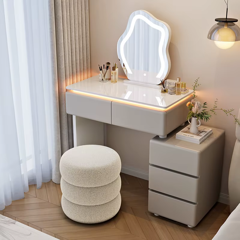 Modern Corner Vanity Desk Tallboy Femme Luxury European Vanity Table Unique Design Tocador De Maquillaje Furniture Bedroom