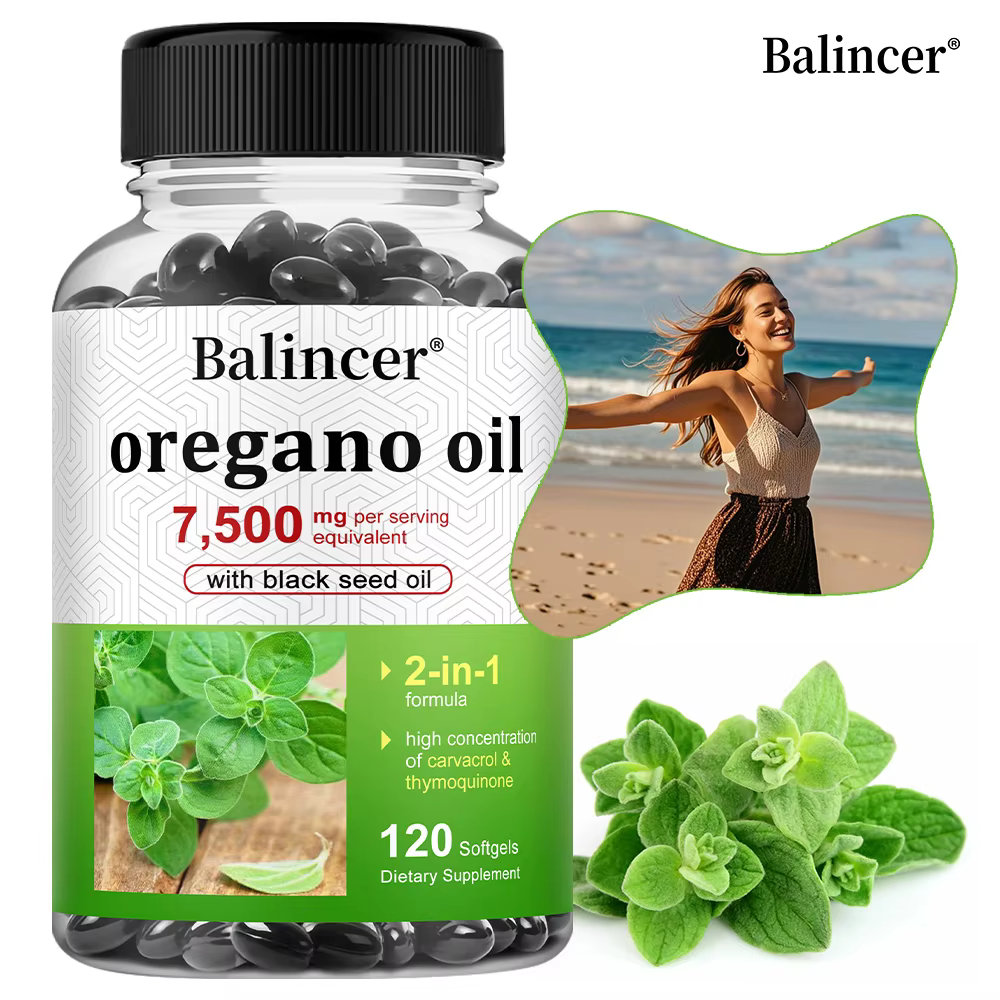 Oregano Oil 7,500 Mg, with Black Seed Oil for Immune Health, High in Carvacrol and Thymoquinone - Non-GMO