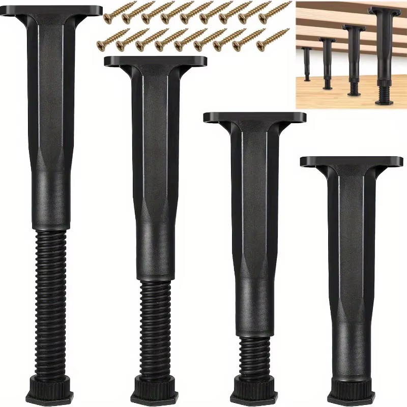 4PCS Adjustable Bed Frame Support Legs, Heavy Duty Furniture Replacement Legs for Bed, Sofa, Desk, Dresser