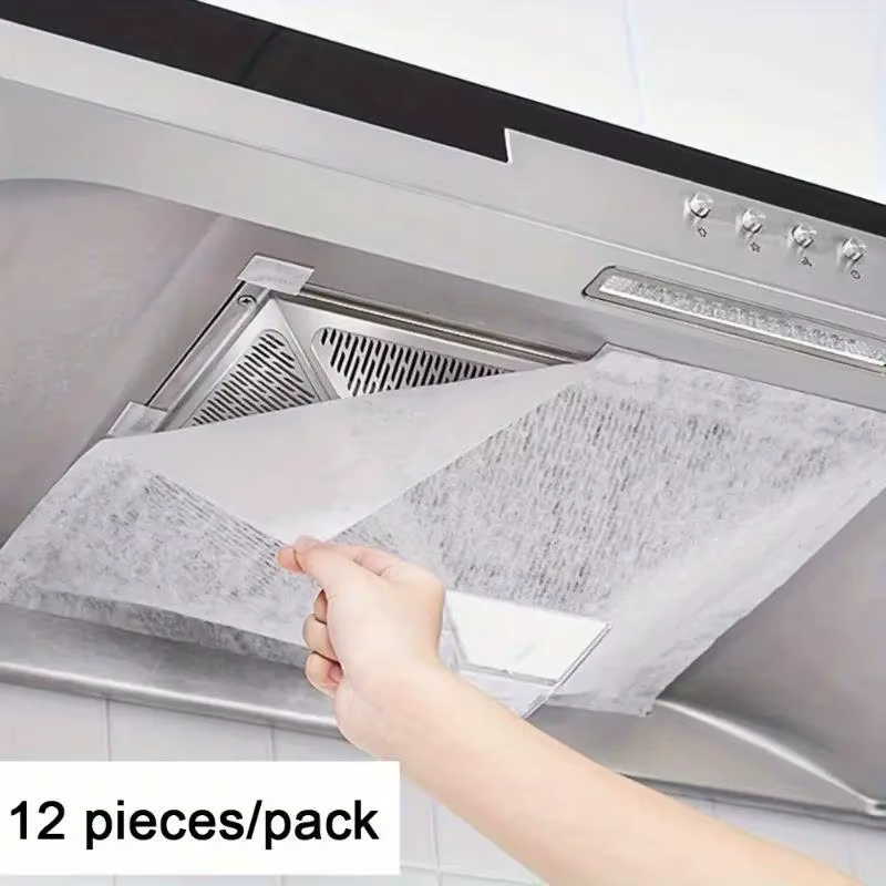12-Pack Heavy-Duty Range Hood Filters - Oil-Absorbing Mesh Covers for Kitchen Ventilation, Easy Install