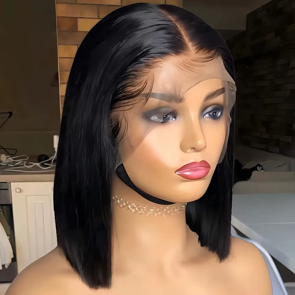 250% Human Hair Wigs Brazilian Remy Bone Straight Short Bob Wig For Women 14 Inch 13x6 Straight Lace Frontal Bob Wig Pre Plucked