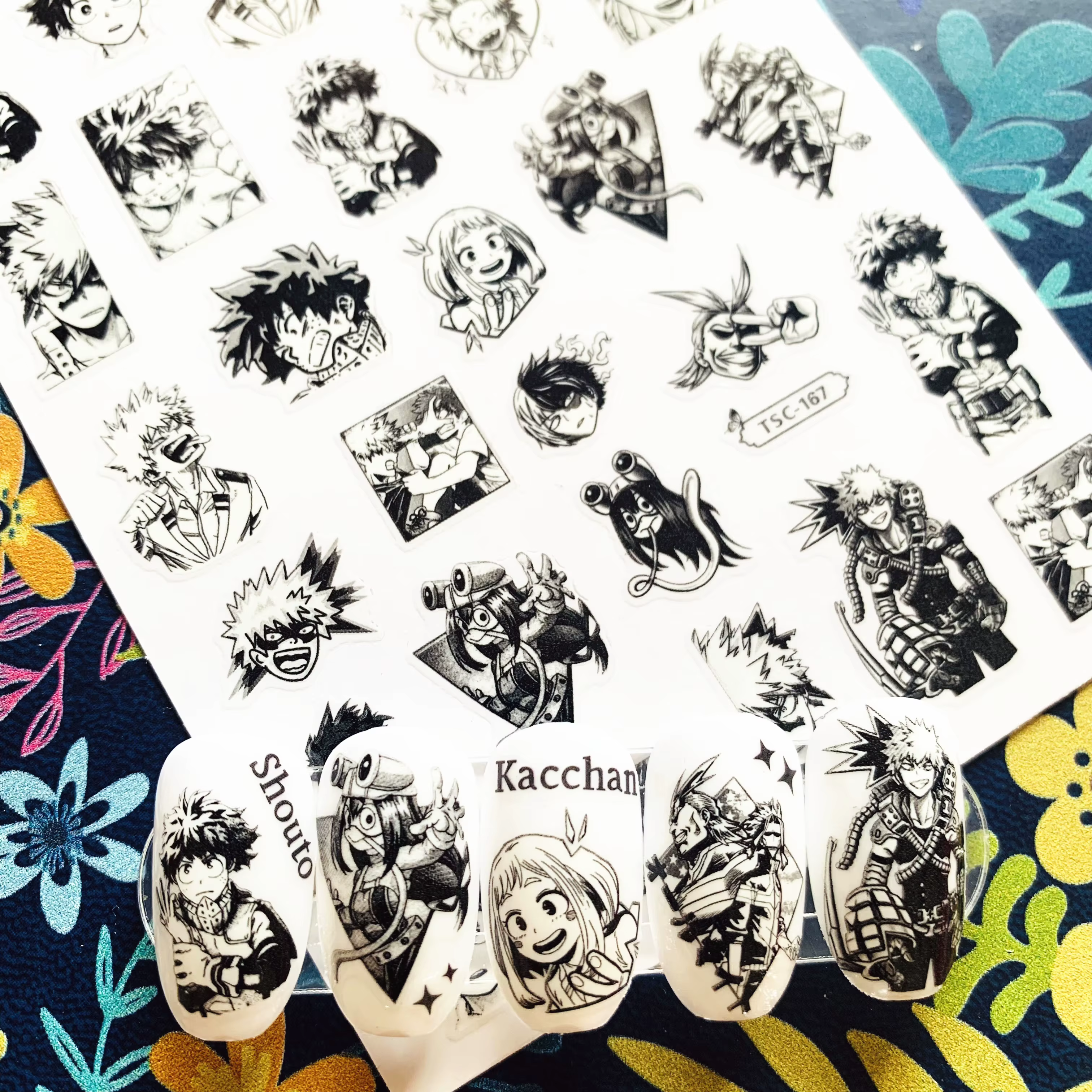 Newest AnimeTSC series TSC-167-168 Hero Academy 3d nail art stickers decal template diy nail tool decoration