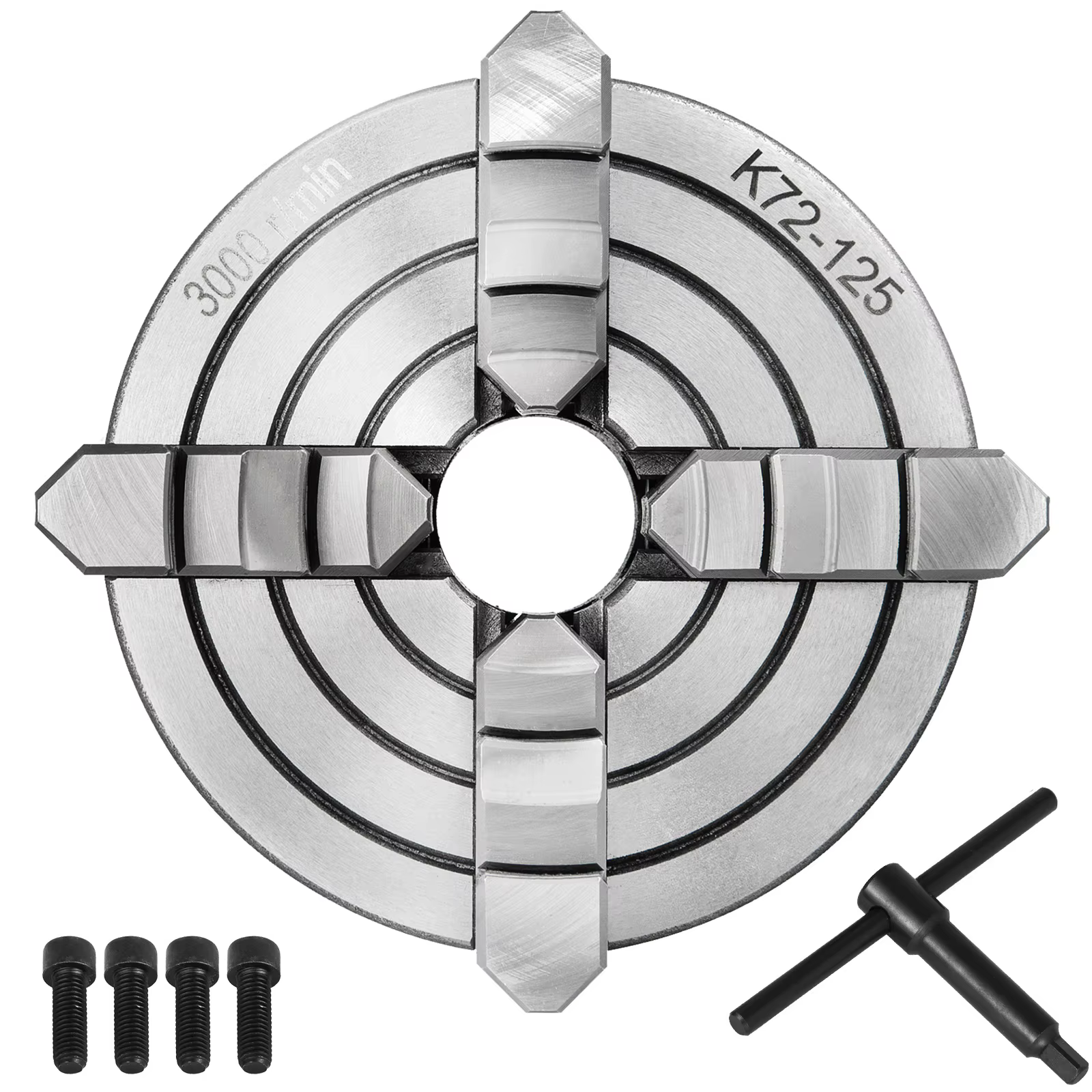 SucceBuy K72-125 Lathe Chuck 5 Inch 4-Jaw Independent Reversible Jaw Metal Lathe Chuck Turning Machine Accessories, Lathes Use