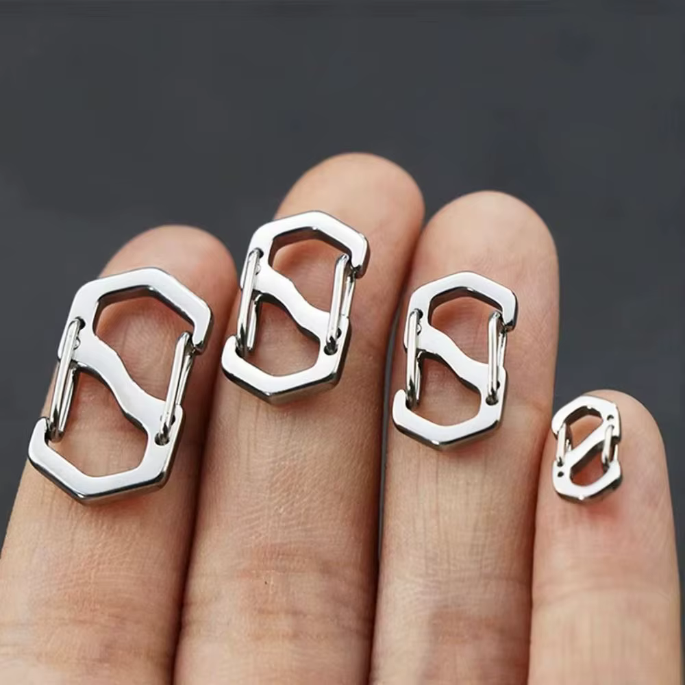 10PCS Stainless Steel Backpack Buckle S Type Handmade Carabiner with Lock Silver Necklace Clasps Jewelry Accessories