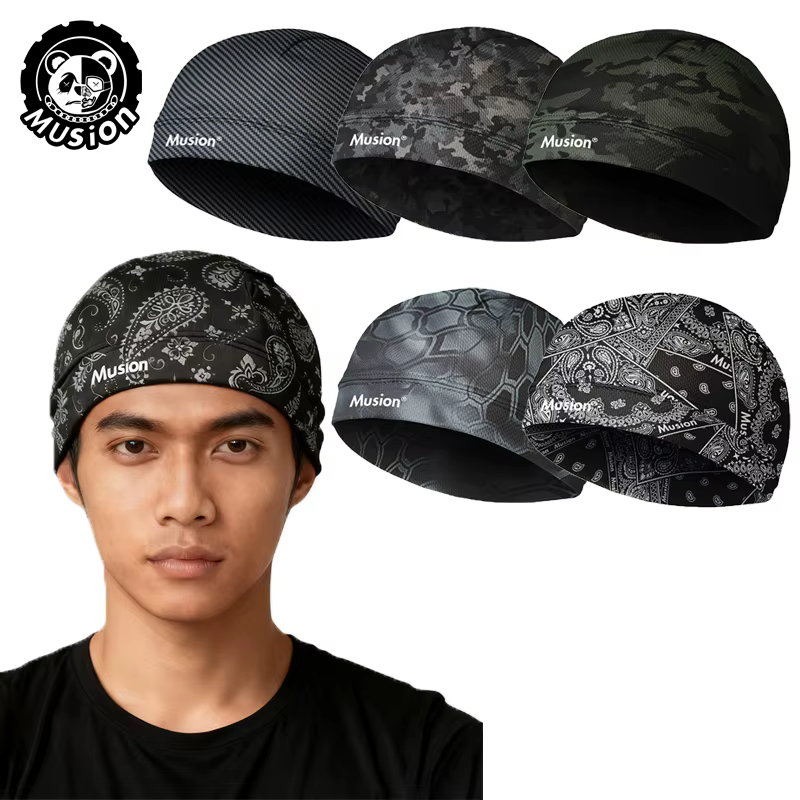 Musion Original Design Motorcycle Head Cover Helmet Cap Moisture Wicking Dry Fit Skull CapHelmet Inner Helmet for Cycling