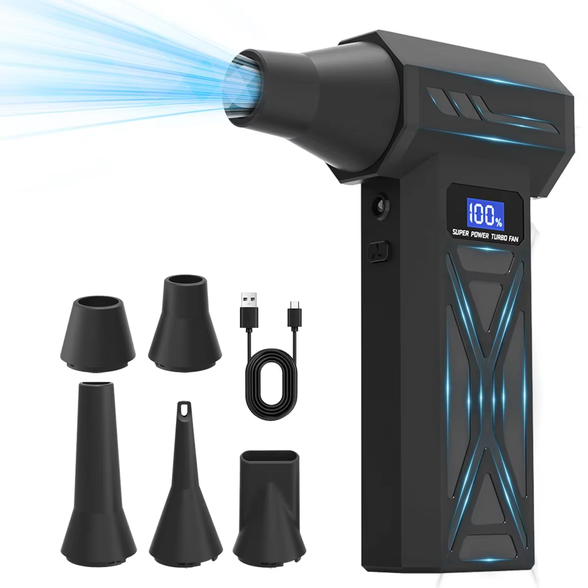 New P70 Air Blower 110000Rpm 4 Gear Adjustable Turbo Blower Jet With Led Light Battery Display Cordless Compressed Air Duster