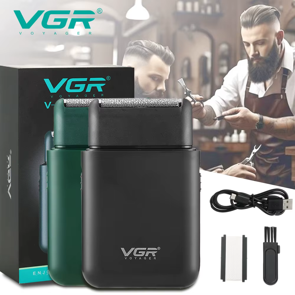 VGR V-390 Mini Single Blade Cordless Beard Trimmer Razor Rechargeable Foil Electric Face Body Shaver for Men Convenient Razor