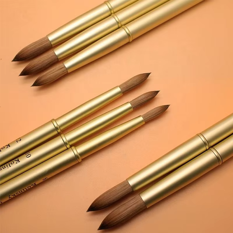 Professional Kolinsky Acrylic Nail Brush with Gold Handle - High Precision Power Brush for Salon & Nail Art