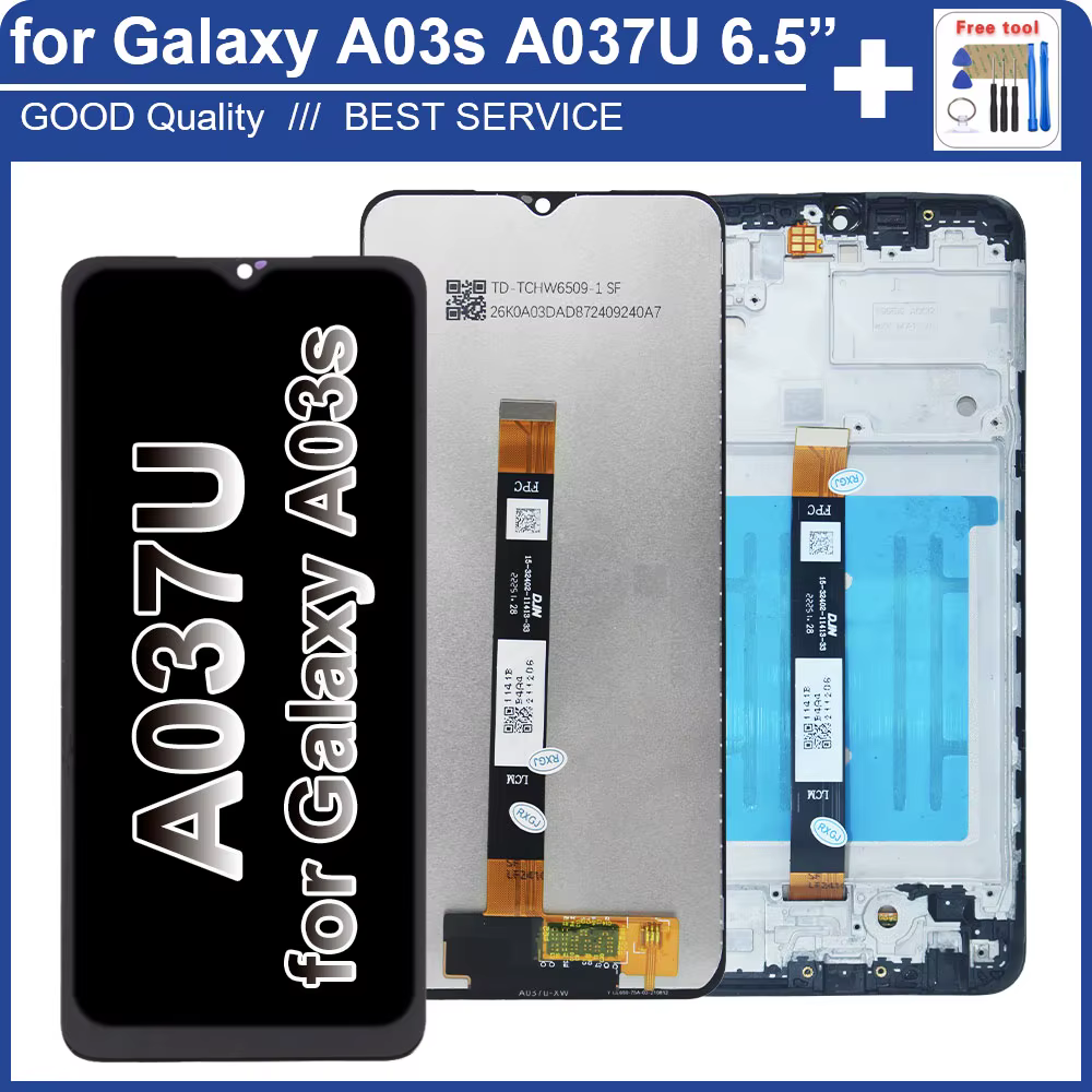 100% Tested New LCD for Samsung Galaxy A03S A037U LCD Display Touch Screen Assembly Replacement for Samsung A03S LCD With Frame