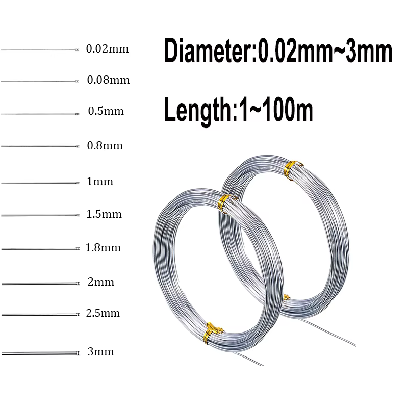 100M~1M Stainlessy Steel Spring Wire Hard Wire Full Hard Wire Diameter 0.02/0.3/0.4/0.5/0.6/0.8/1.5/2.5/3mm Spring Steel Wire