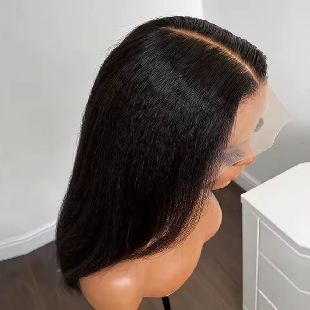 16-42 Inch Kinky Straight 13x4 Lace Front Wigs Human Hair Pre Plucked With Natural Baby Hairs 250% Density Yaki Straight 5x5 Transparent HD Glueless Lace Wig Human Hair Wigs For Black Women