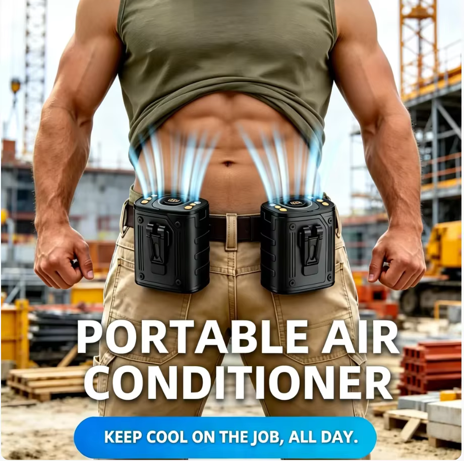 2026 New Waist Portable Fan,Handheld Neck Mini Desktop Fan,Emergency Power Bank Function,5000mAh 10H Long Lasting,100 Speed Adjustable,LED Flashlight&SOS Light,Type-C Rechargeable Ultra Quiet Fan For Camping Outdoor Work Travel Dorm Truck Ideal Gift