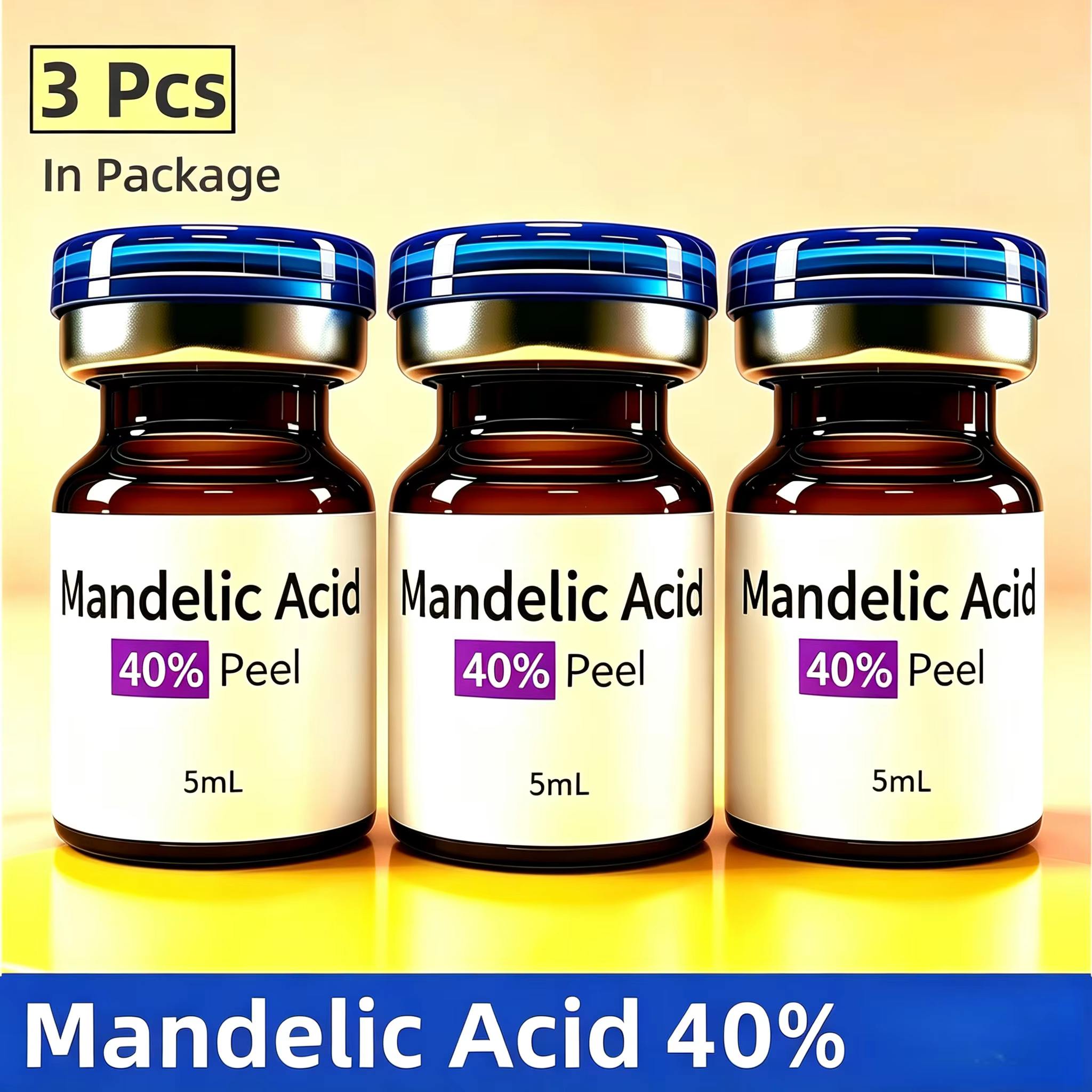 Mandelic acid 5ml 3pcs 10% 20% 30% 40% 50% Amygdalic acid Benzoglycolic acid chelnokova Makeup tool kit brush puff