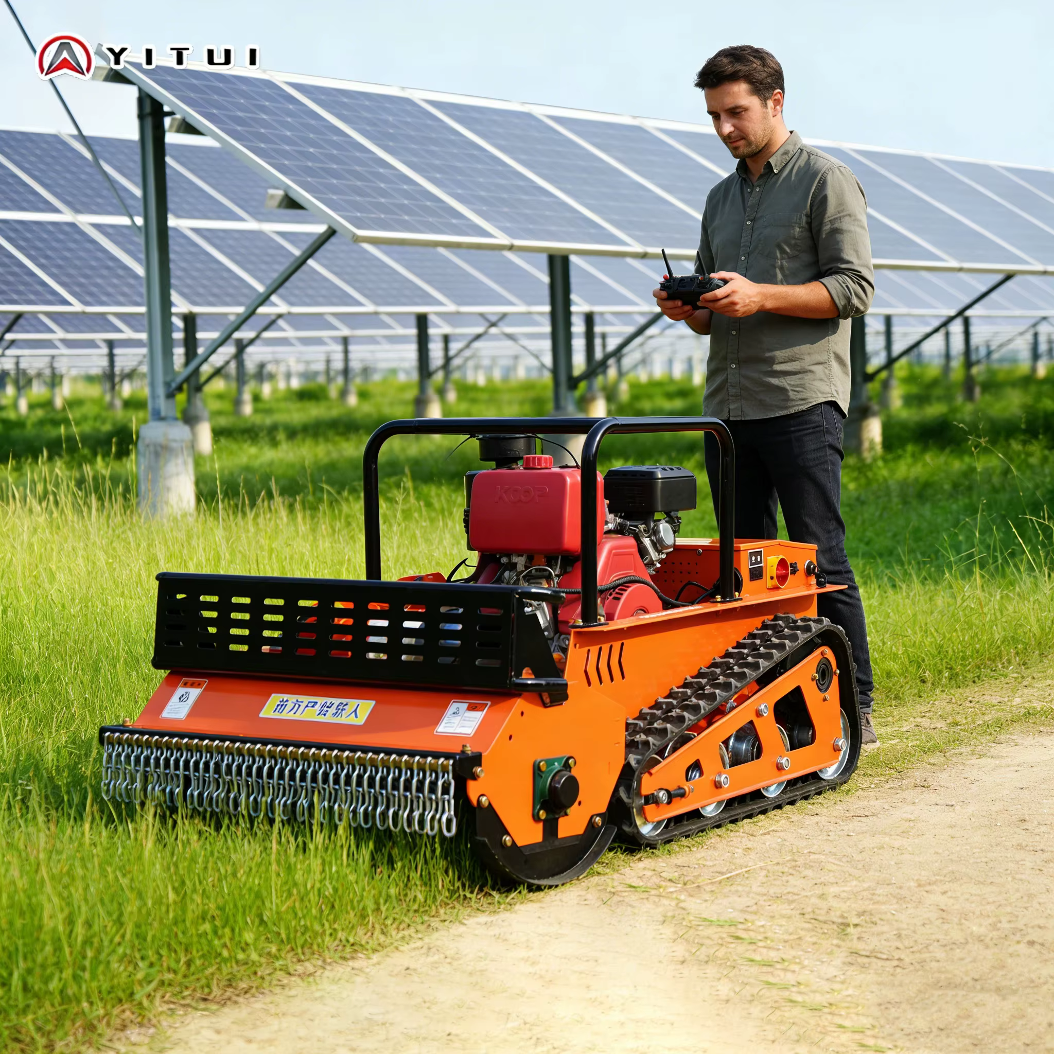 2026 Hot Sale Customized Diesel Fuel Crawler Grass Cutter Remote Control Lawn Mower Robotic Lawn Mowe Ce/Iso Certified Sale